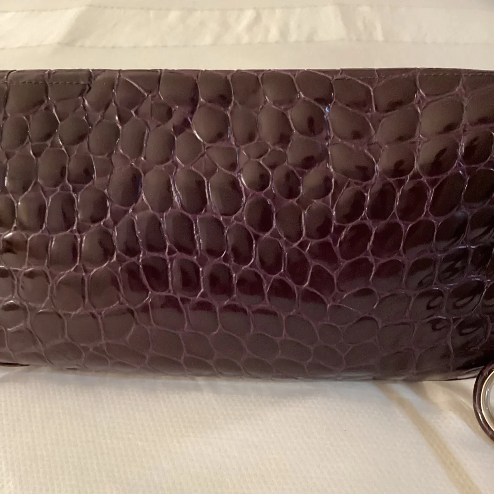 Christian Dior Dior Purple Crocodile Embossed Patent Clutch - Picture 9 of 15